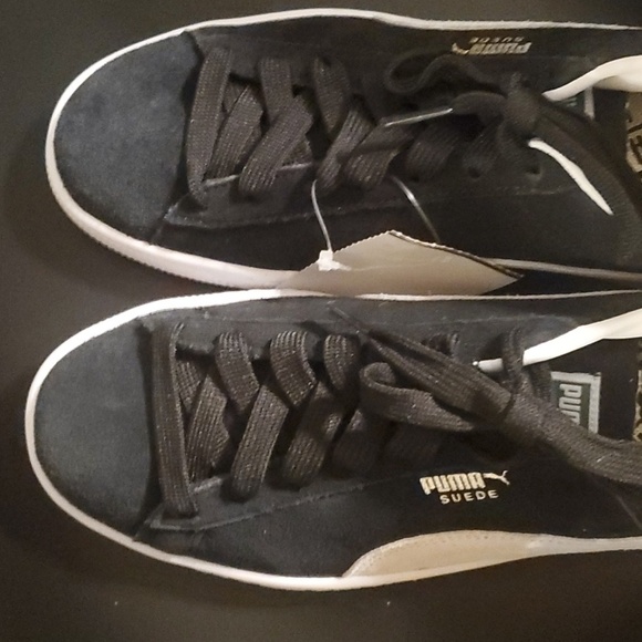 Puma Sneakers Girls Size 7m 7c 7 Black Gray Side Stripe Suede Low Top Pu… - Picture 5 of 15